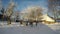 Old barn on sunny winter\'s day, time lapse 4K