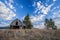 Old barn under a blue sky.