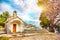 An old baroque church above the mouth of the river Cetina near Omis