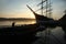 Old barque Pommern on sunset