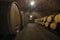 Old barrels in a wine cave