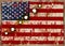 Old battered grungy USA flag metal sign, patriotic style vector