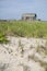 Old beach house in scrub brush Ditch Plains Montauk New York