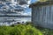 Old beautiful weathered boathouse near ocean