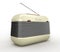 Old beige vintage retro style radio receiver on white b