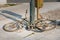 An old bicycle damaged by seawater lying on the ground