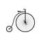 Old bicycle icon isolated on white background, Retro Penny farthing bike. High wheel vintage bicycle, Vector