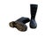 Old Black boots For agriculture water protection