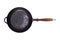 Old black round cast-iron frying pa