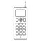 Old black and white cellular big button square retro hipster vintage mobile phone with antenna painted strokes