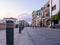 Old block road with parking barriers in the touristic center of old town