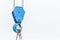 The old blue lifting crane hook is used in construction site on