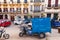 Old blue tricycle cargo bike on the street of Tangier