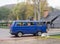 Old blue VW Transporter van driving
