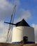 Old blue and white windmill