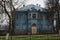 Old blue wooden house. Russia, Murom.