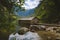 Old boat house at Lake Obersee in summer, Bavaria, Germany