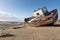 Old Boat at Low Tide in France, Normandy