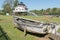 Old boat and the Roanoke River Lighthouse