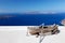 Old boat on the roof of the building on Santorini island, Greece