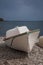 Old boat on the stone beach Altea Spain