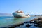 Old boat stranded on the shore