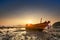 Old boat on sunset andaman sea