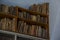 Old books in a synagogue bookcase