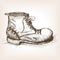 Old boot hand drawn sketch style vector
