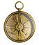 Old brass or antique bronze compass isolated