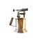 Old brass blow torch with wooden handle and bronze nozzle 3d illustration