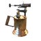 Old brass blow torch with wooden handle and bronze nozzle 3d illustration