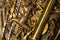 Old brass elements plumbing in recycling. Recycling of non-ferrous scrap