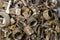 Old brass nuts and fittings for plumbing use recycling. Recycling of non-ferrous scrap