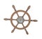 Old brass ship wheel isolated.