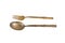 Old brass spoon and fork