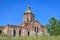 Old brick abandoned orthodox Church of the Trinity Church. abandoned Trinity Church in the village of Zasechnoye. abandoned red