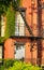 Old brick building with iron fire escape, New York City, USA