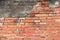 Old Brick and cement Wall Texture background image. Grunge Red Stonewall Background