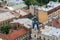 Old brick houses with rusty roofs, Riga, Latvia top view