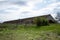 Old brick houses of a worker of a livestock complex built in the USSR Ukraine