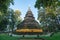 Old brick stupa of Wat or temple Chedi Luang Chiang saen ,Chiang rai Thailand