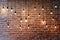 Old brick wall with bulb lights lamp