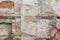 Old brick wall, crumbling stucco, background texture