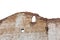 Old brick wall. destroyed apartment building. isolated on a white background
