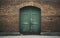 An old brick wall perfectly aligned with old doors.