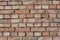 An old brick wall wit rough pattern surface as an example of ancient masonry with intricate background texture and design