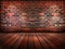 old brick wall and wood pattern floor use as multi-purpose background