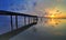 Old bridge with colorful sunrise. Teluk Tempoyak, Penang, Malaysia old bridge with colorful sunrise. Bagan Ajam, Penang, Malay