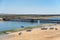 An old bridge on Faro Beach, across the Ria Formosa. Portugal Algarve.